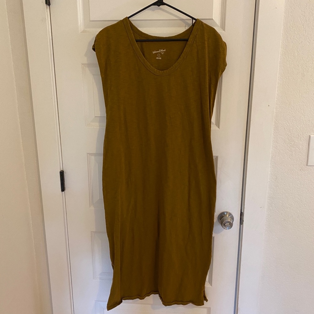 Universal Thread midi tee dress slub cotton olive green size L